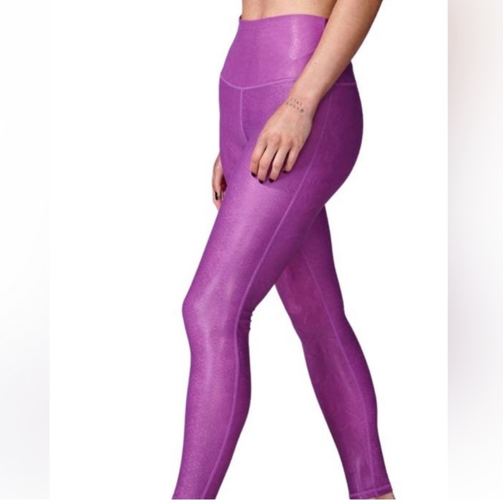 ELECTRIC YOGA Purple Python Embossed Faux Leather Leggings XS - Picture 7 of 15